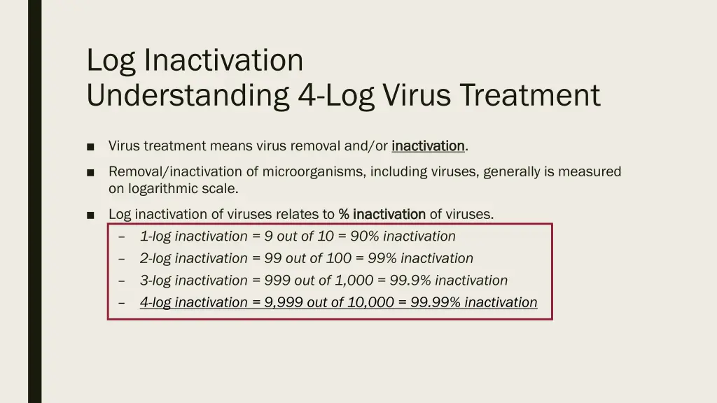 log inactivation understanding 4 log virus