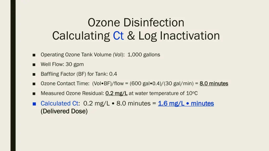 ozone disinfection calculating ct log inactivation 1