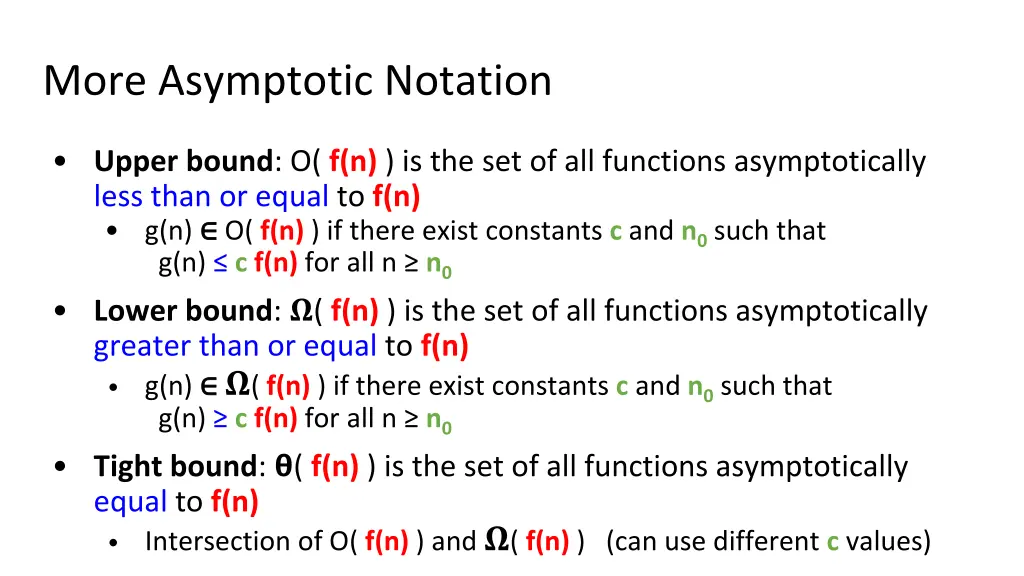 more asymptotic notation