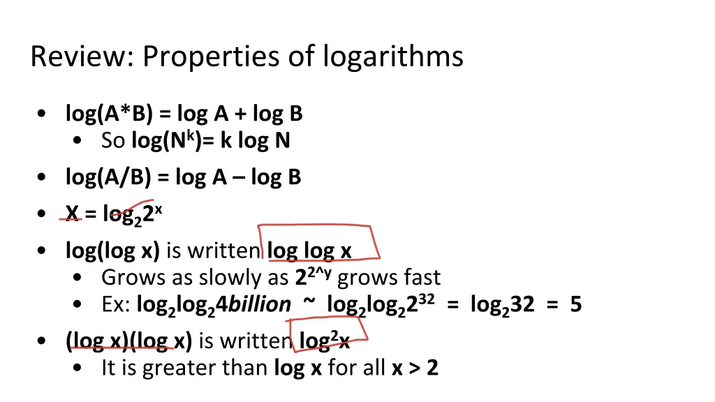 review properties of logarithms