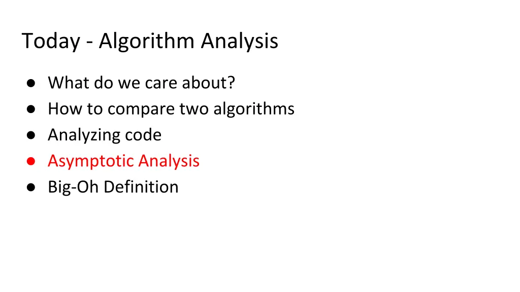 today algorithm analysis 1