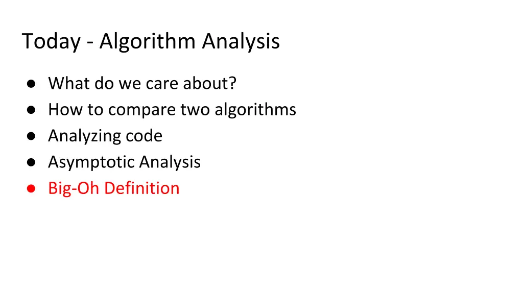 today algorithm analysis 2