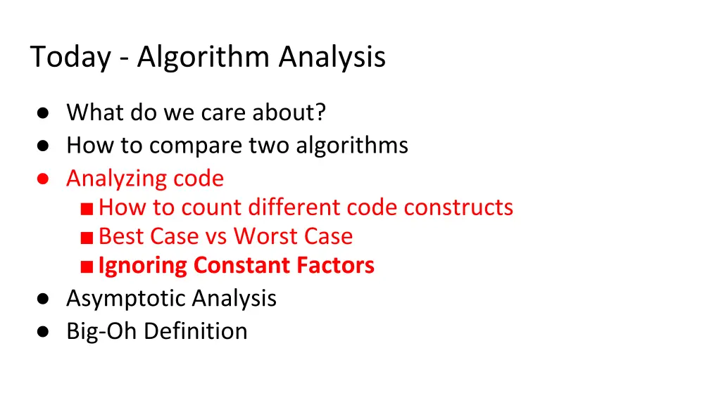 today algorithm analysis