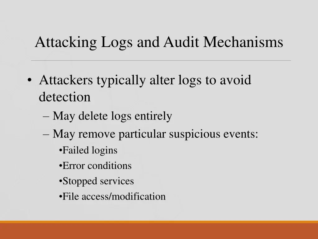 attacking logs and audit mechanisms