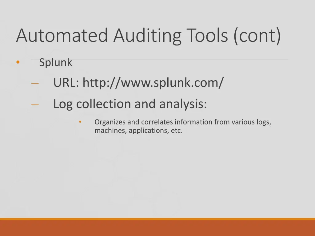 automated auditing tools cont