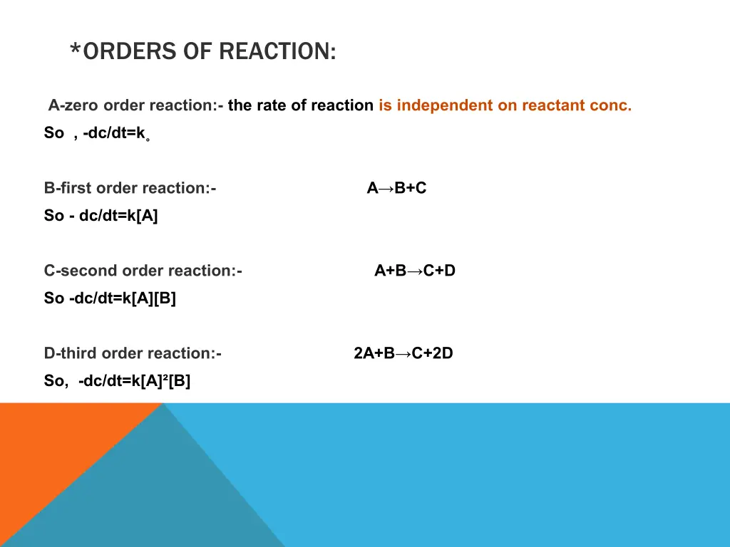 orders of reaction