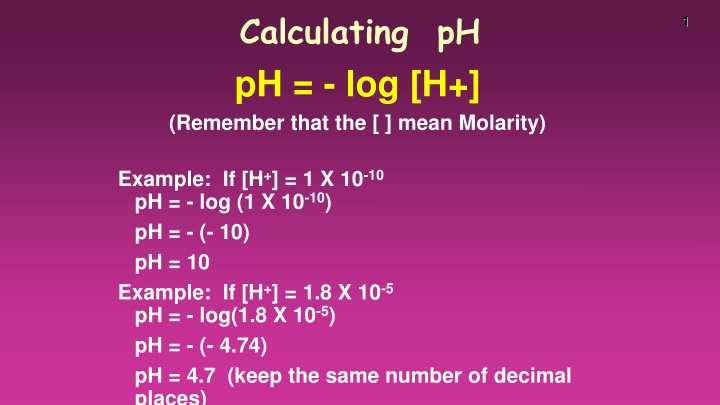 calculating ph ph log h remember that the mean