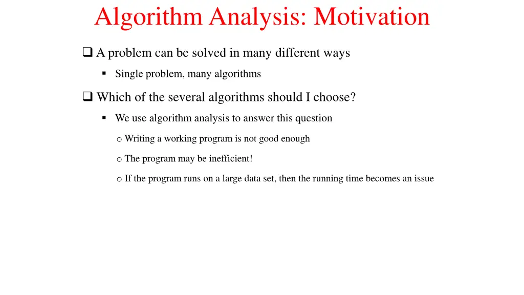 algorithm analysis motivation