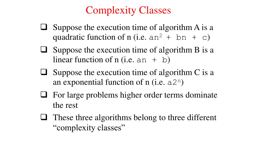 complexity classes