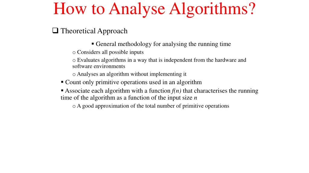 how to analyse algorithms 1