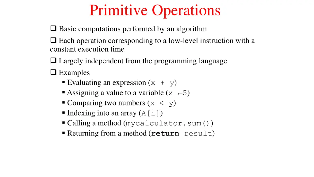 primitive operations