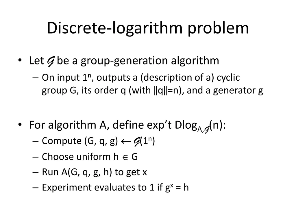 discrete logarithm problem 1