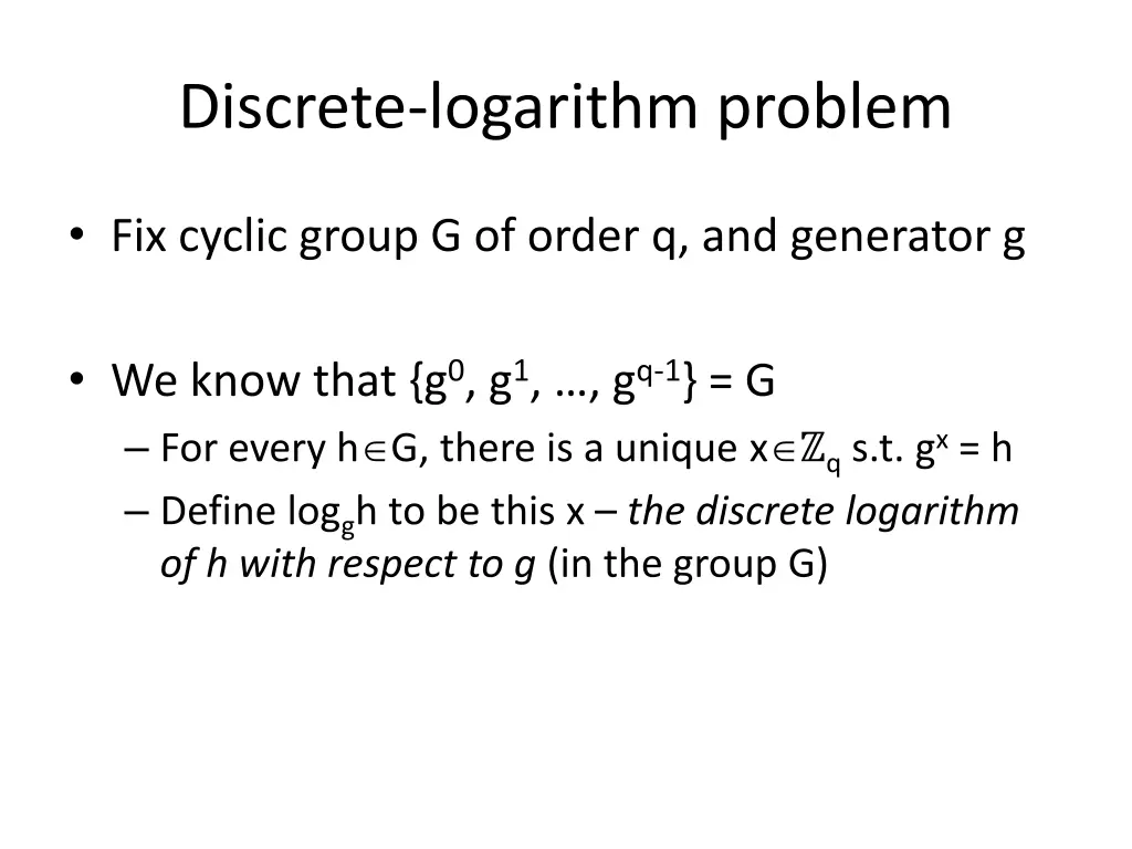 discrete logarithm problem