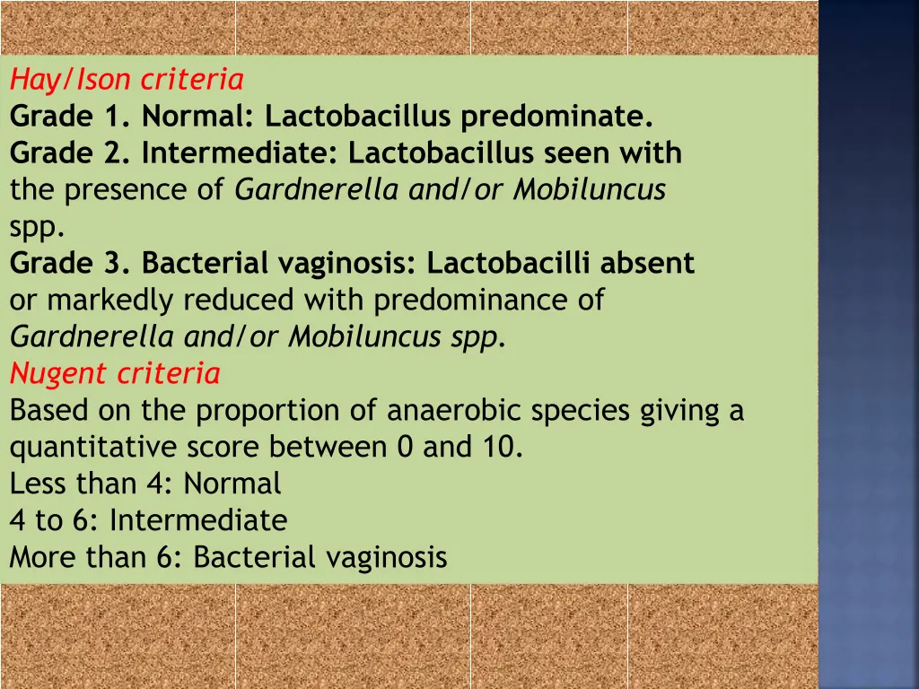 hay ison criteria grade 1 normal lactobacillus