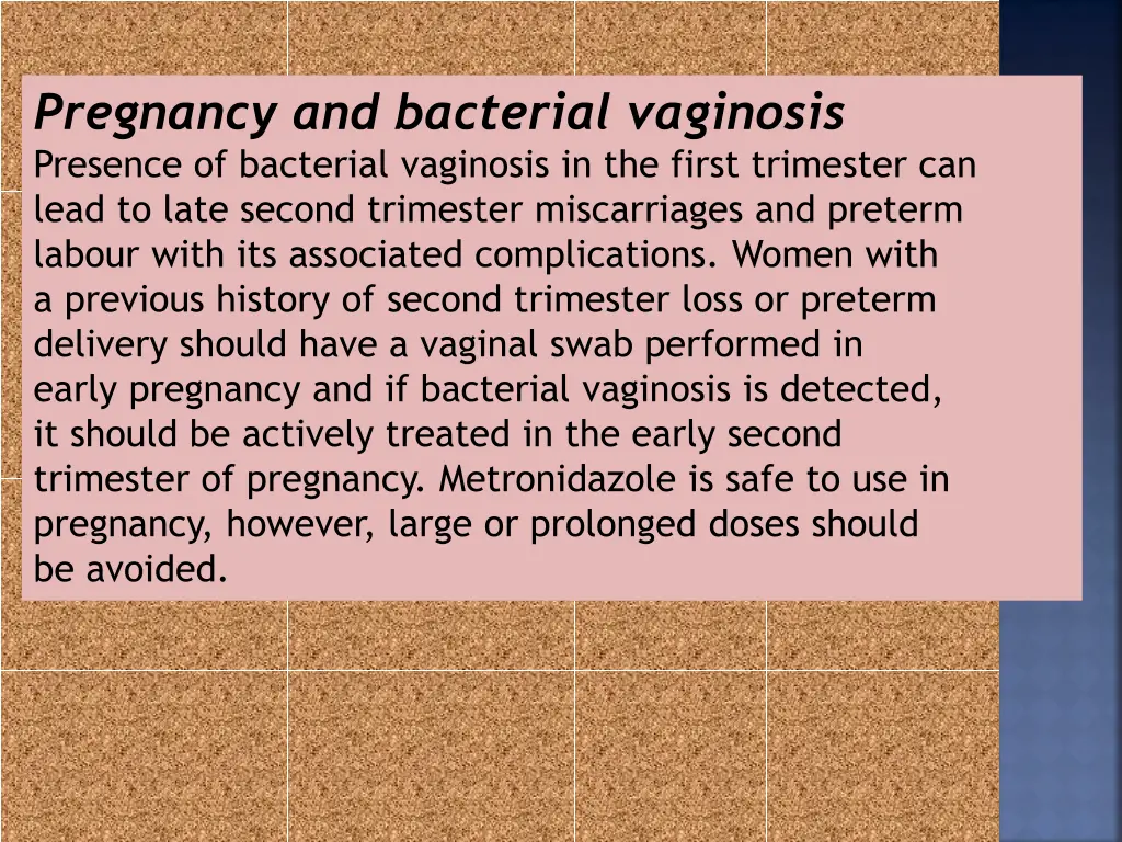 pregnancy and bacterial vaginosis presence
