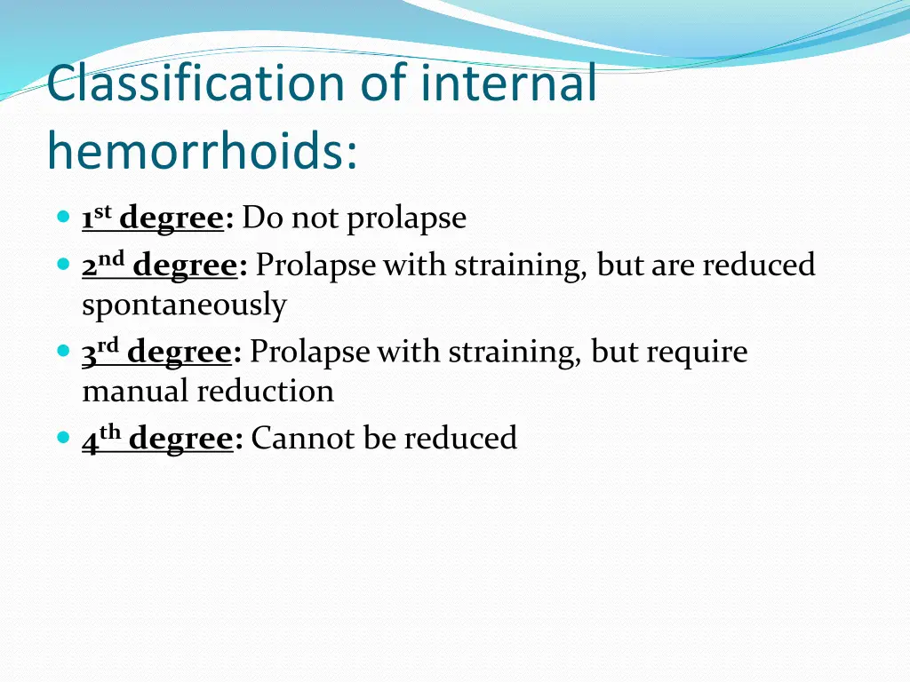 classification of internal hemorrhoids