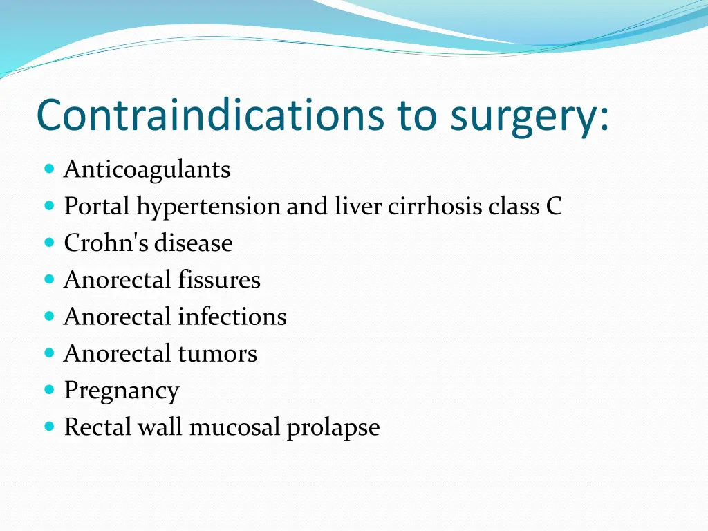 contraindications to surgery