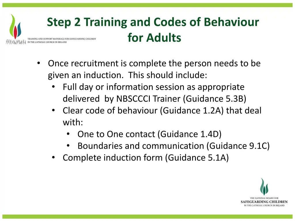 step 2 training and codes of behaviour for adults