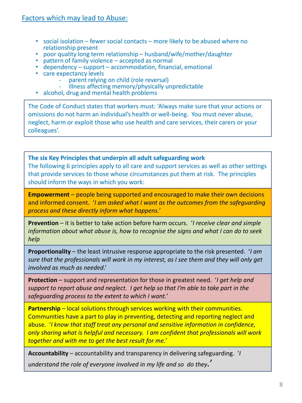 factors which may lead to abuse