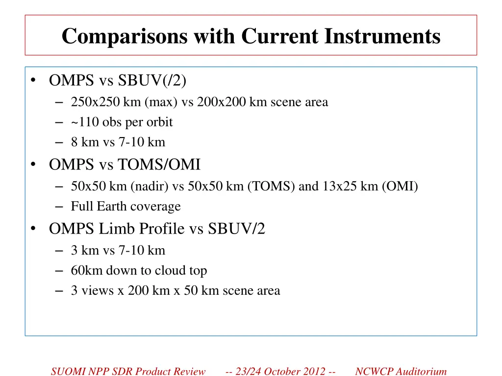 comparisons with current instruments