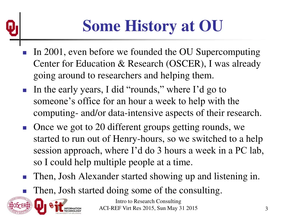 some history at ou