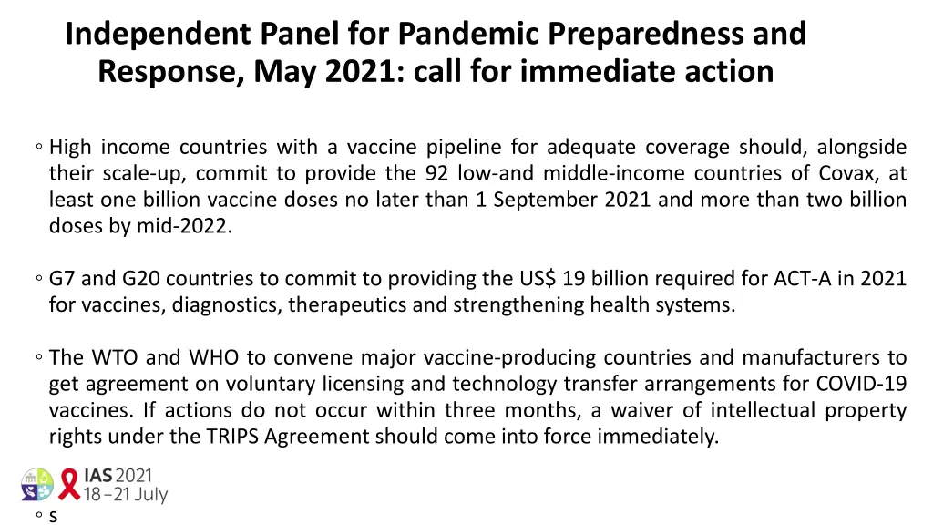 independent panel for pandemic preparedness