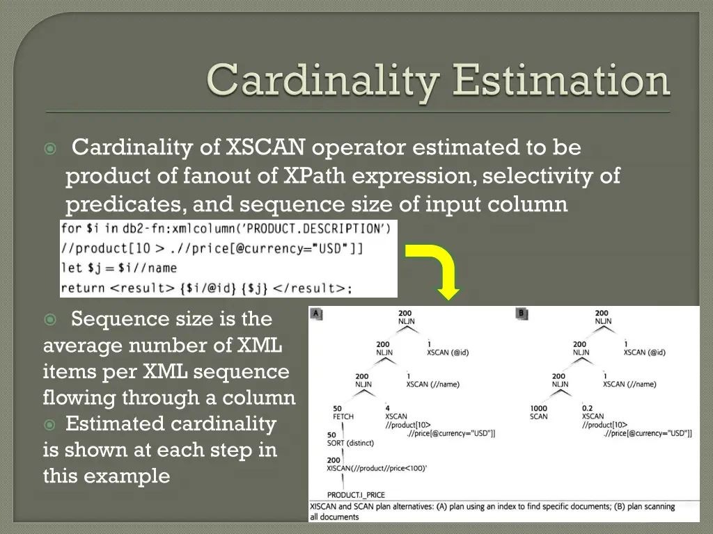 cardinality of xscan operator estimated