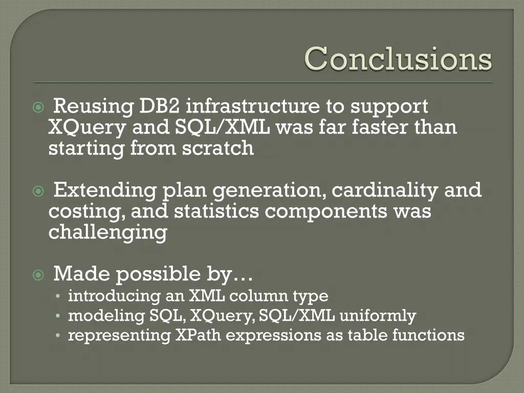 reusing db2 infrastructure to support xquery