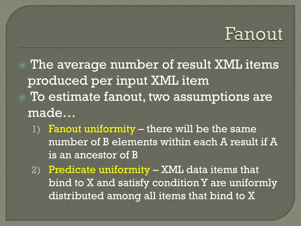 the average number of result xml items produced