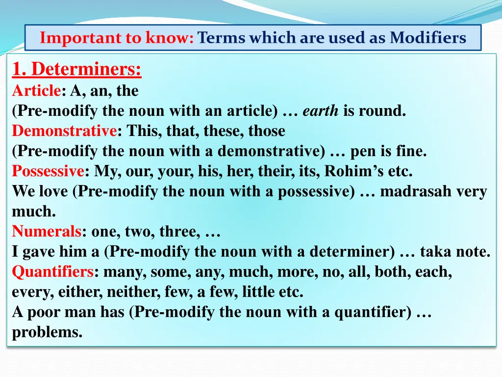 important to know terms which are used