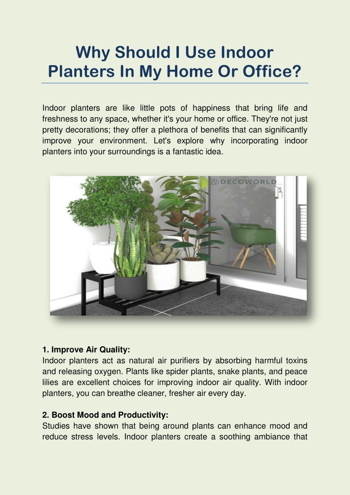 why should i use indoor planters in my home