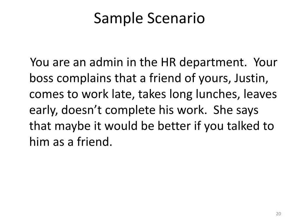 sample scenario