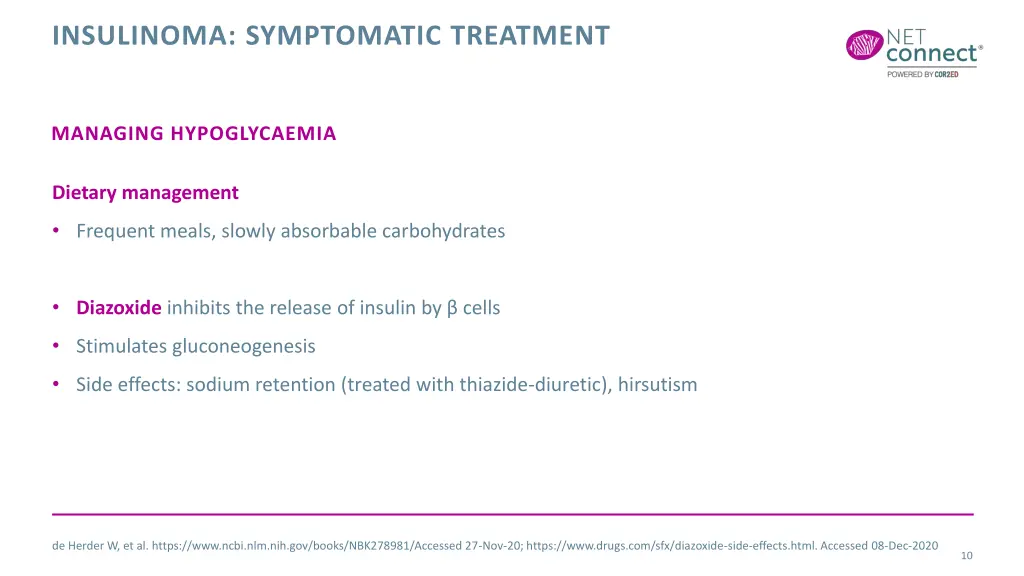 insulinoma symptomatic treatment