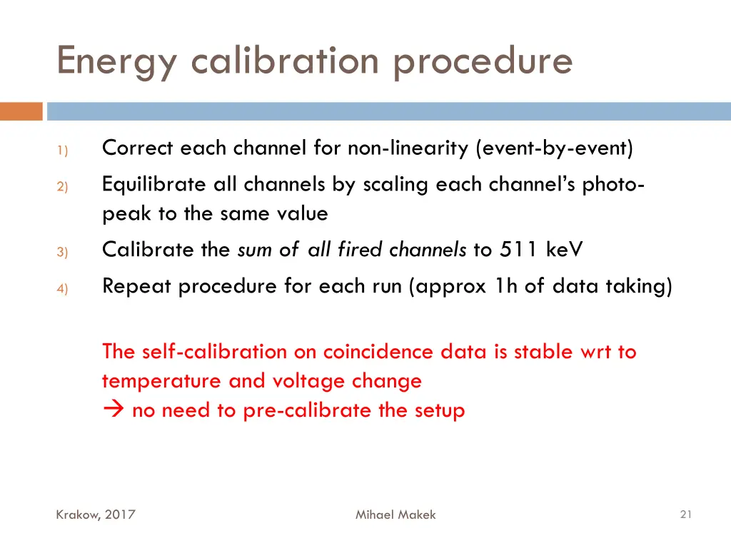 energy calibration procedure