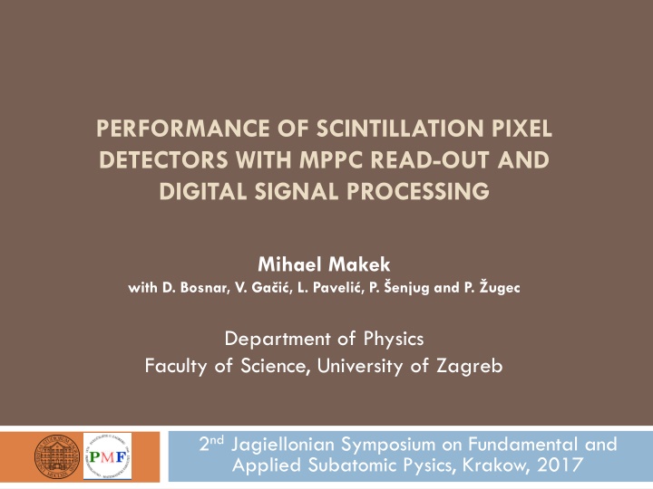 performance of scintillation pixel detectors with