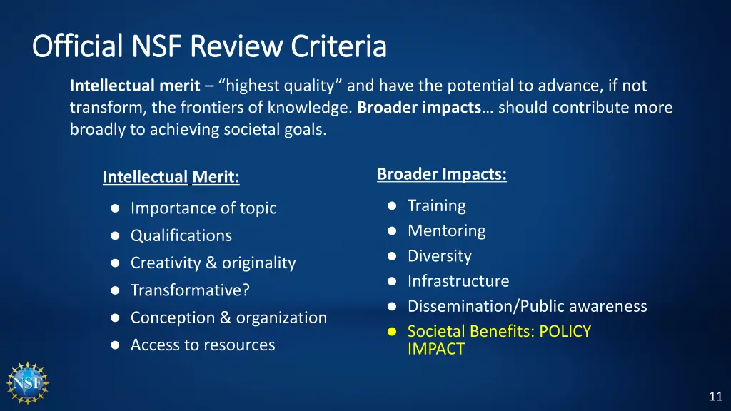 official nsf review criteria official nsf review