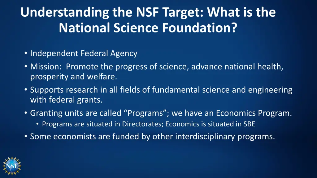 understanding the nsf target what is the national