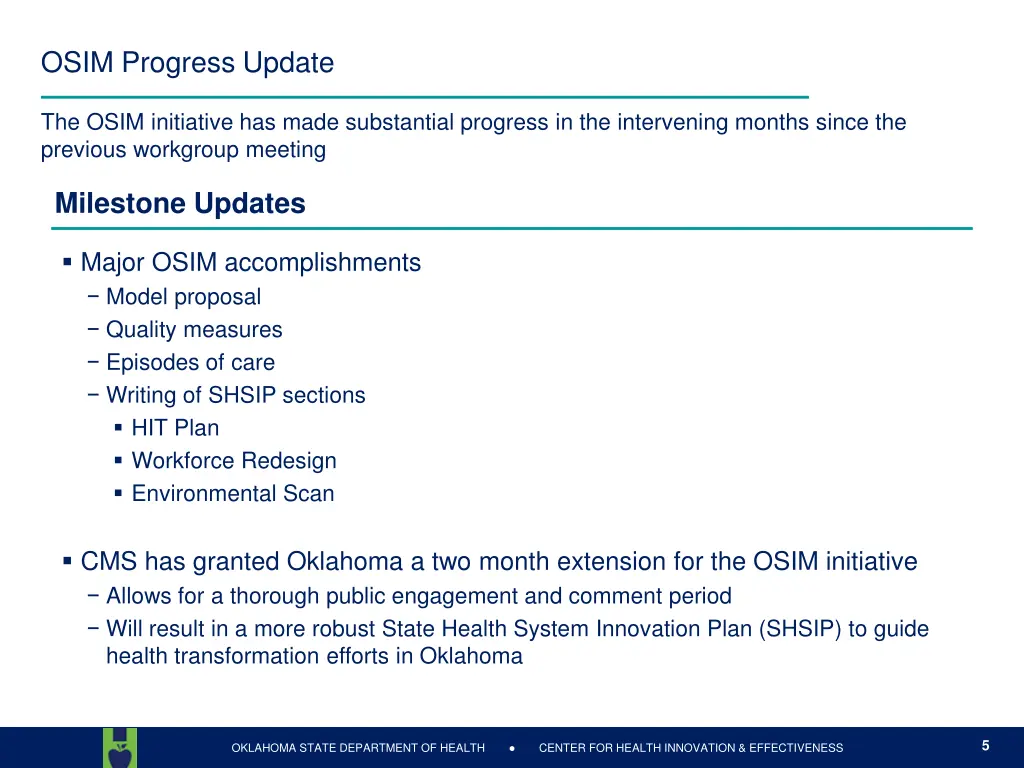 osim progress update