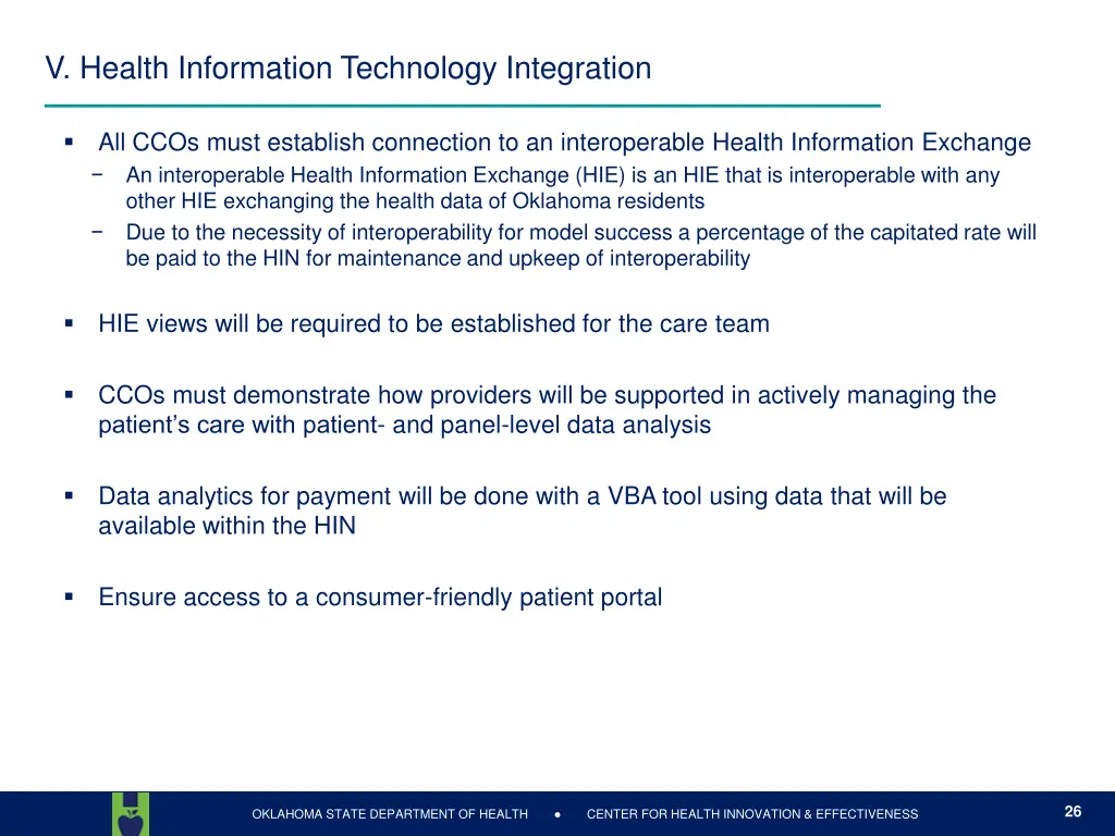 v health information technology integration