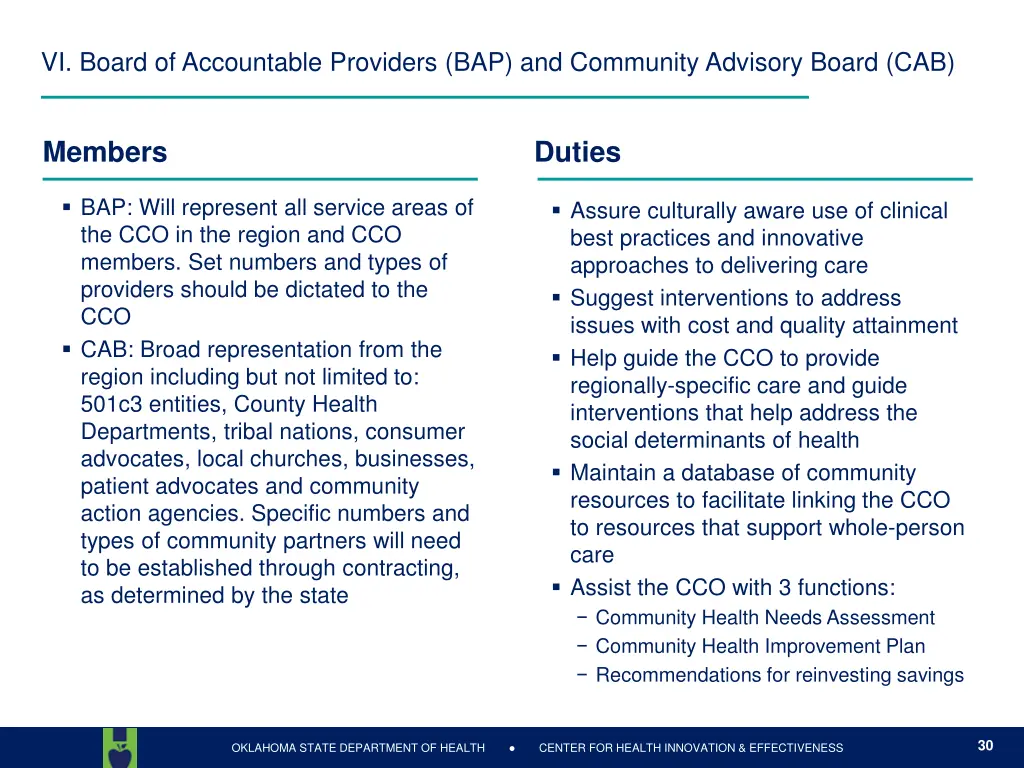 vi board of accountable providers