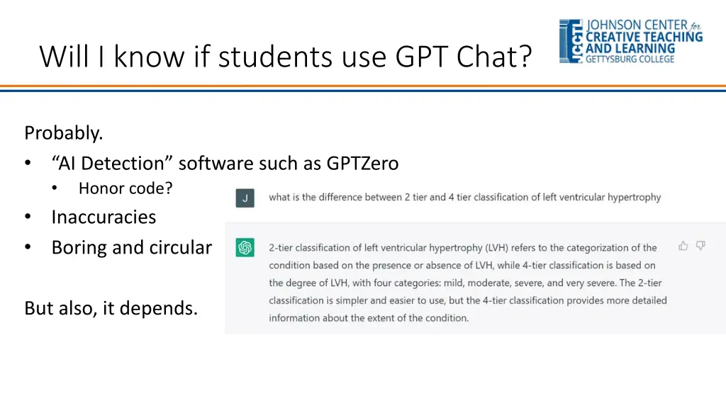 will i know if students use gpt chat 1