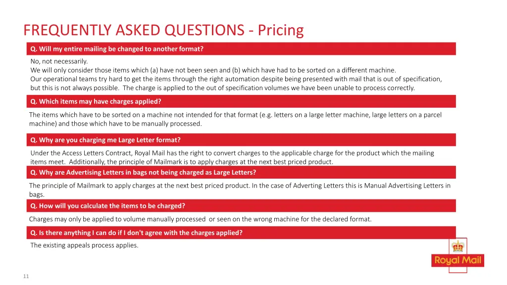 frequently asked questions pricing