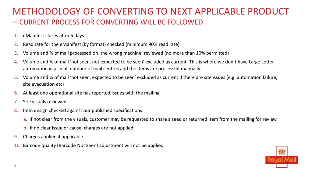 methodology of converting to next applicable