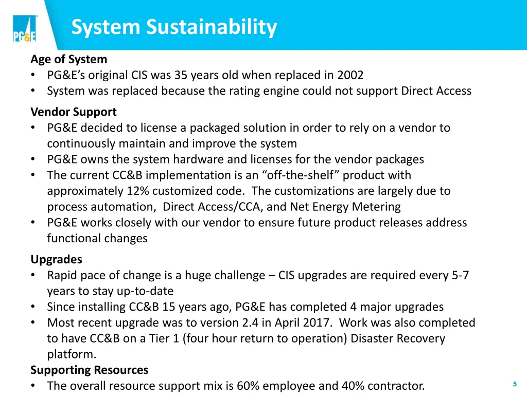 system sustainability