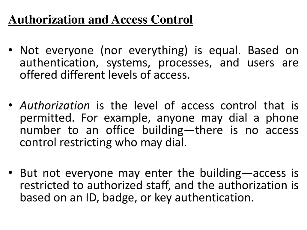 authorization and access control