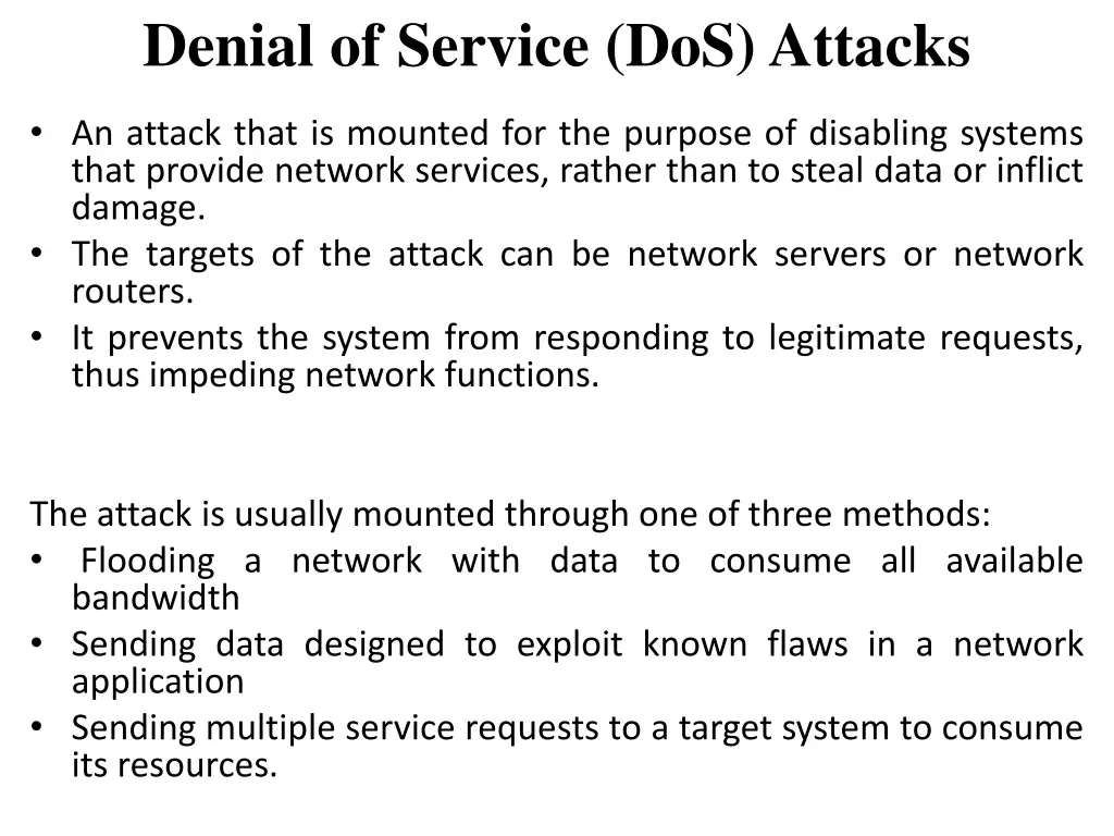 denial of service dos attacks