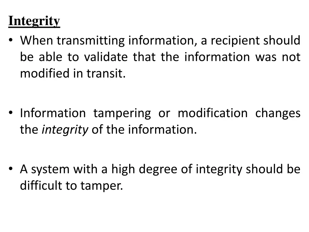 integrity when transmitting information