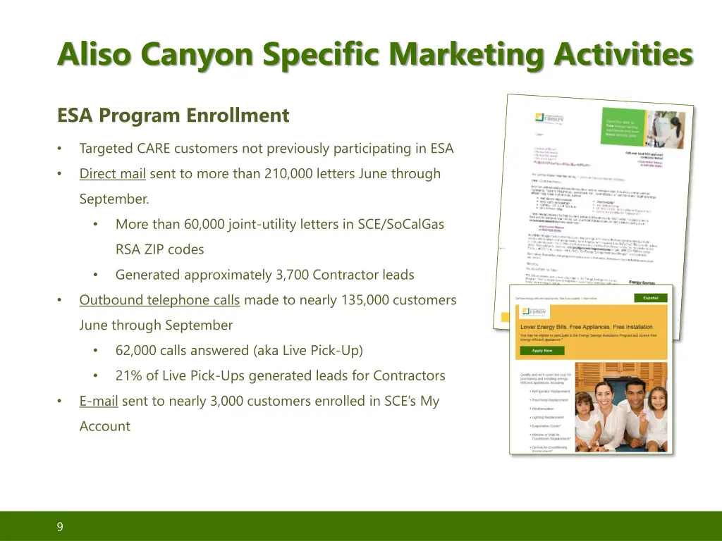 aliso canyon specific marketing activities 1