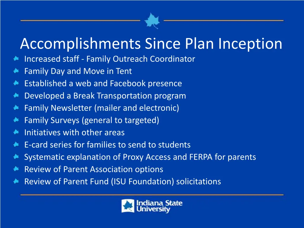 accomplishments since plan inception increased