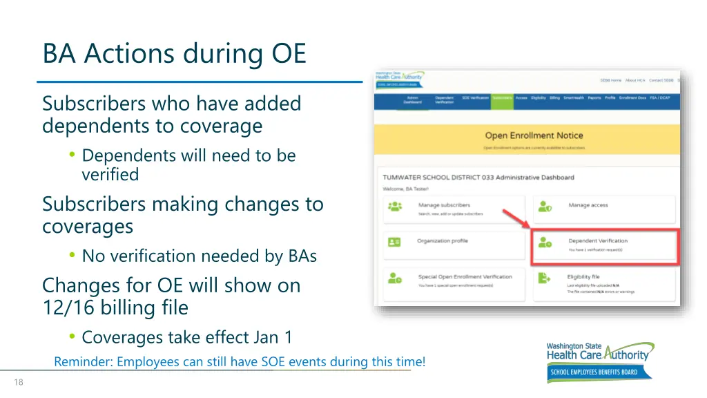 ba actions during oe